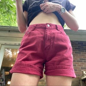 VINTAGE Red denim faded glory high waist shorts